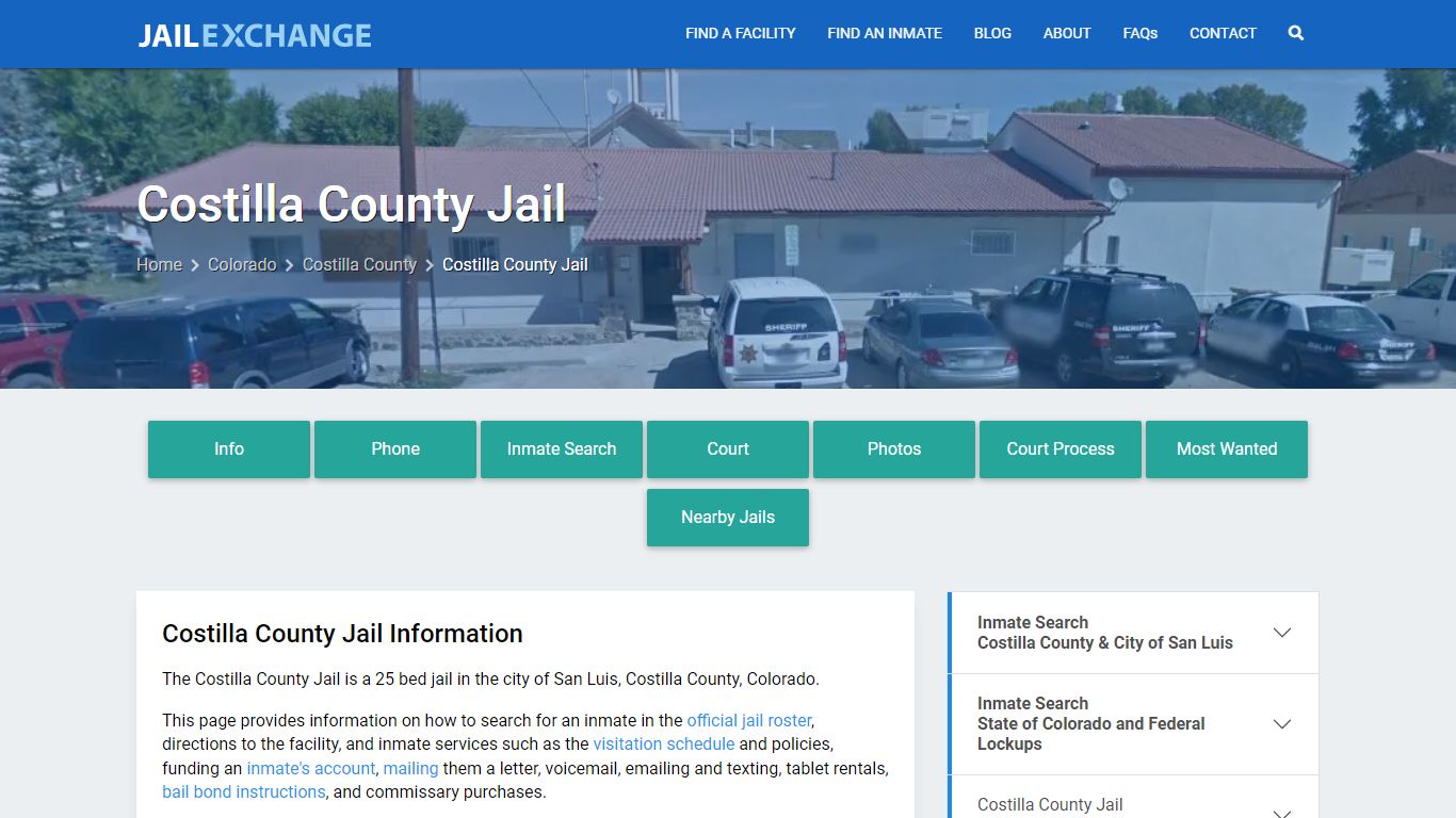 Costilla County Jail, CO Inmate Search, Information